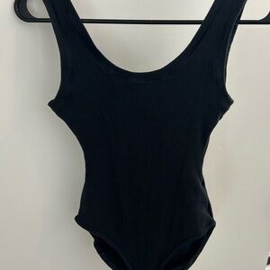 Skims black ribbed jersey knit and lined One Piece
